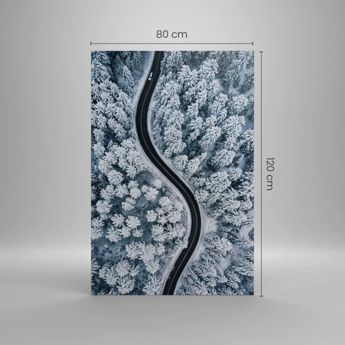 Lærredstryk - Billede på lærred - Gennem en vinterskov - 80x120 cm