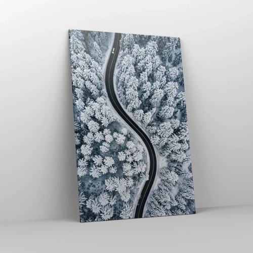 Lærredstryk - Billede på lærred - Gennem en vinterskov - 80x120 cm