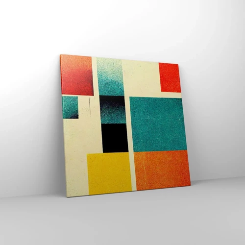 Lærredstryk - Billede på lærred - Geometrisk abstraktion - god energi - 70x70 cm