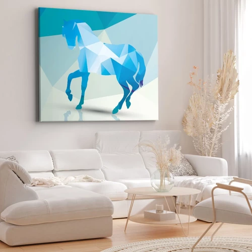 Lærredstryk - Billede på lærred - Geometrisk hest i turkis - 70x50 cm