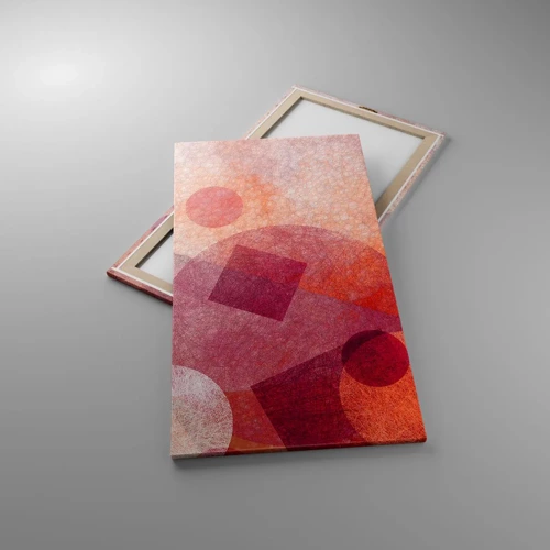 Lærredstryk - Billede på lærred - Geometriske transformationer i pink - 65x120 cm