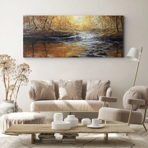 Lærredstryk - Billede på lærred - Gylden strøm - 100x40 cm