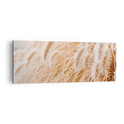 Lærredstryk - Billede på lærred - Gyldent susen af græsser - 140x50 cm
