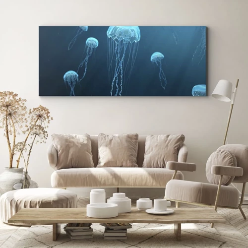 Lærredstryk - Billede på lærred - Havets dans - 160x50 cm
