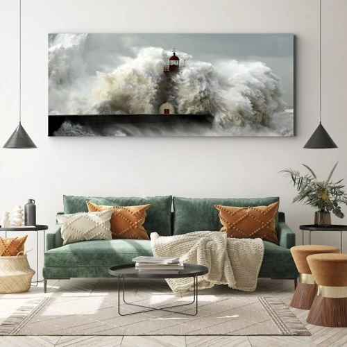 Lærredstryk - Billede på lærred - Havets vrede - 100x40 cm