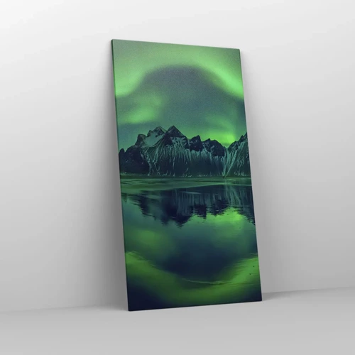 Lærredstryk - Billede på lærred - I auroraens arme - 65x120 cm