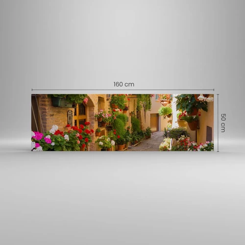 Lærredstryk - Billede på lærred - I en strøm af blomster - 160x50 cm