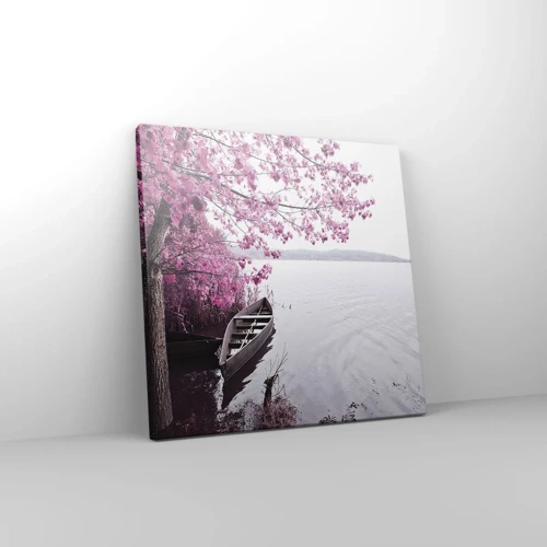 Lærredstryk - Billede på lærred - I lyserød stilhed - 30x30 cm
