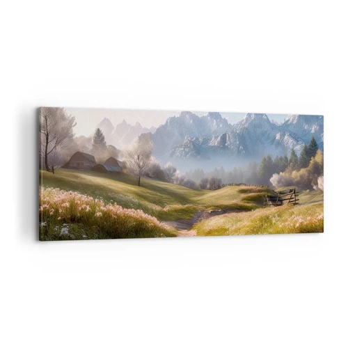 Lærredstryk - Billede på lærred - Idyllisk dal - 100x40 cm