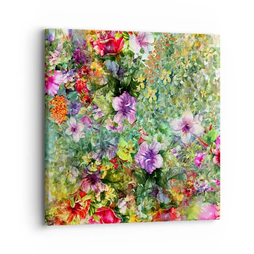 Lærredstryk - Billede på lærred - Ind i blomsterne ved fortabelse - 30x30 cm