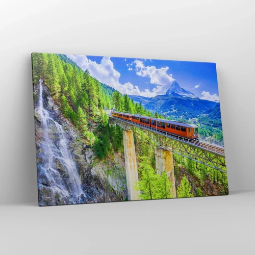 Lærredstryk - Billede på lærred - Jernbane til Alperne - 100x70 cm