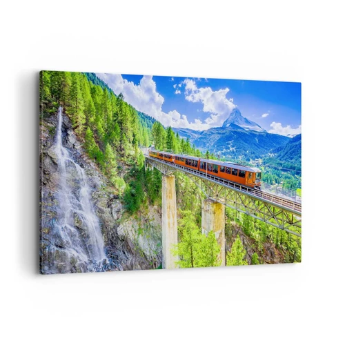 Lærredstryk - Billede på lærred - Jernbane til Alperne - 120x80 cm