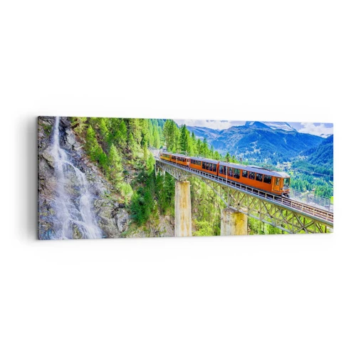 Lærredstryk - Billede på lærred - Jernbane til Alperne - 140x50 cm