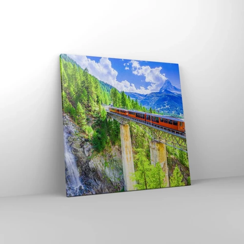 Lærredstryk - Billede på lærred - Jernbane til Alperne - 50x50 cm