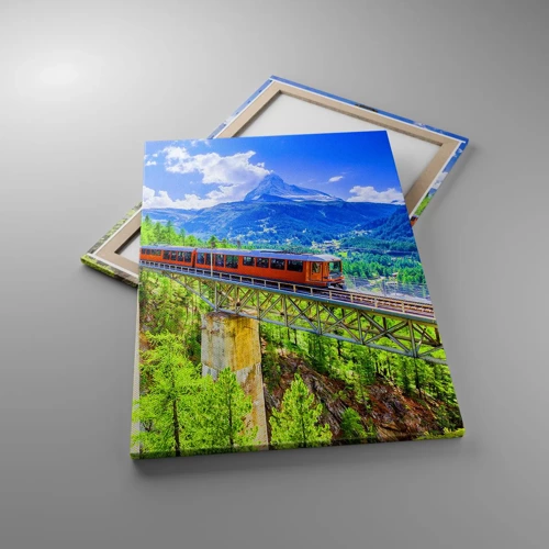 Lærredstryk - Billede på lærred - Jernbane til Alperne - 70x100 cm