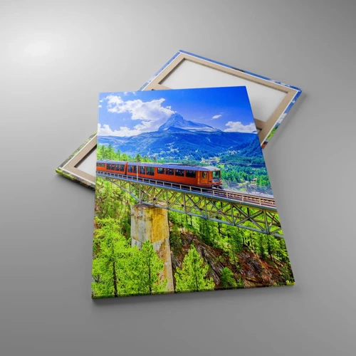 Lærredstryk - Billede på lærred - Jernbane til Alperne - 80x120 cm