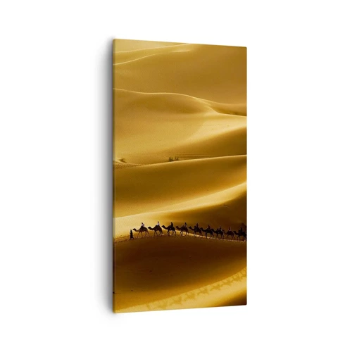 Lærredstryk - Billede på lærred - Karavane på ørkenens bølger - 55x100 cm