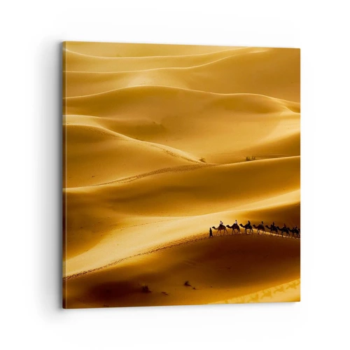 Lærredstryk - Billede på lærred - Karavane på ørkenens bølger - 70x70 cm
