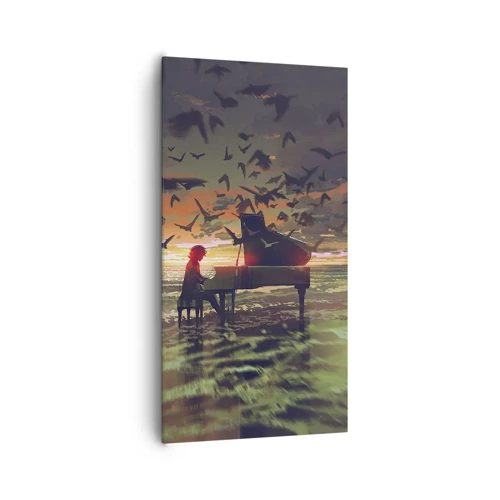 Lærredstryk - Billede på lærred - Koncert for klaver og bølger - 65x120 cm