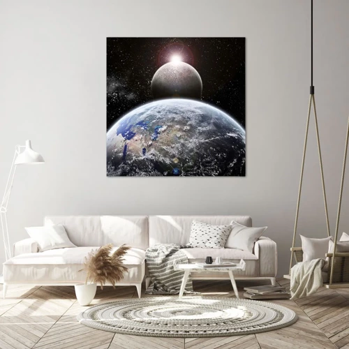 Lærredstryk - Billede på lærred - Kosmisk landskab - solopgang - 30x30 cm