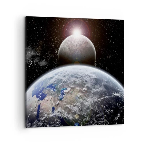 Lærredstryk - Billede på lærred - Kosmisk landskab - solopgang - 50x50 cm