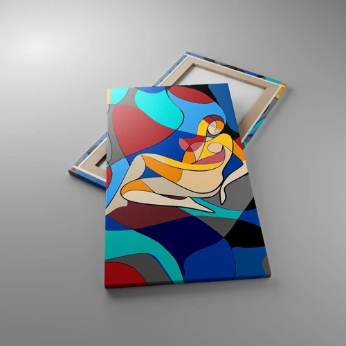 Lærredstryk - Billede på lærred - Kubistisk nøgen - 45x80 cm