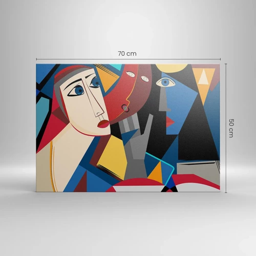 Lærredstryk - Billede på lærred - Kubistisk samtale - 70x50 cm