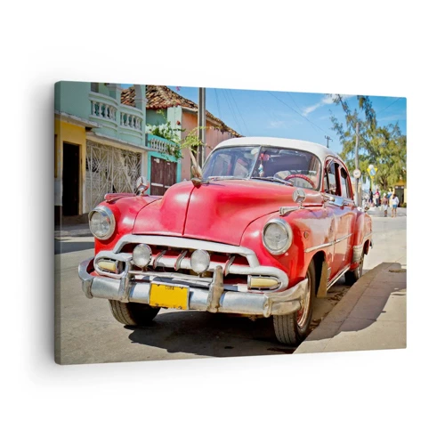 Lærredstryk - Billede på lærred - Kun på Cuba - 70x50 cm