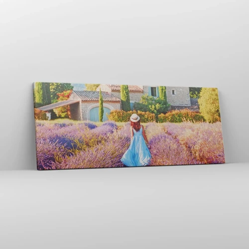 Lærredstryk - Billede på lærred - Lavendel pige - 100x40 cm