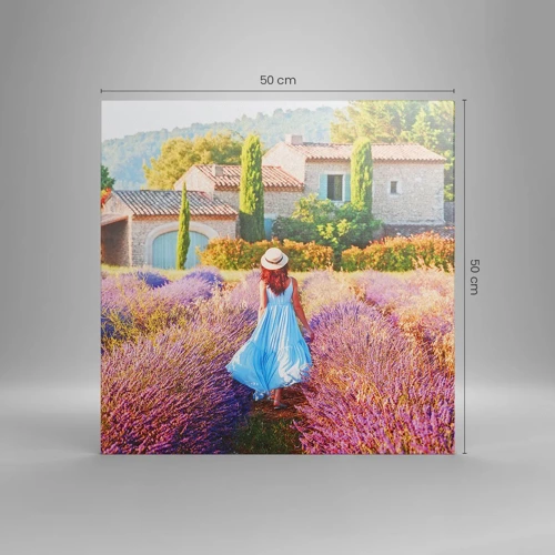 Lærredstryk - Billede på lærred - Lavendel pige - 50x50 cm
