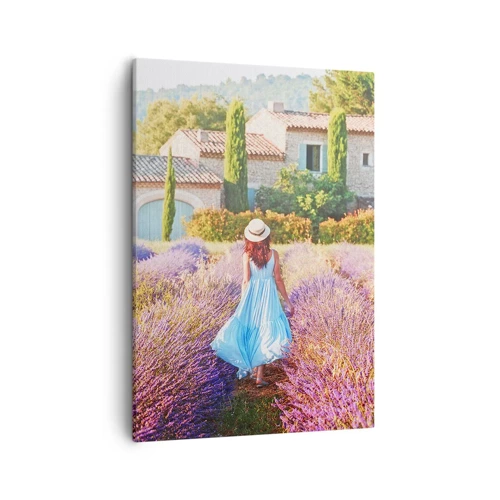 Lærredstryk - Billede på lærred - Lavendel pige - 50x70 cm