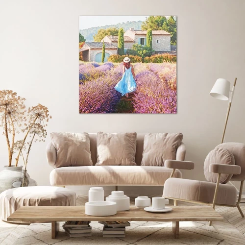 Lærredstryk - Billede på lærred - Lavendel pige - 60x60 cm