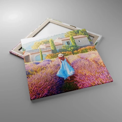 Lærredstryk - Billede på lærred - Lavendel pige - 70x70 cm