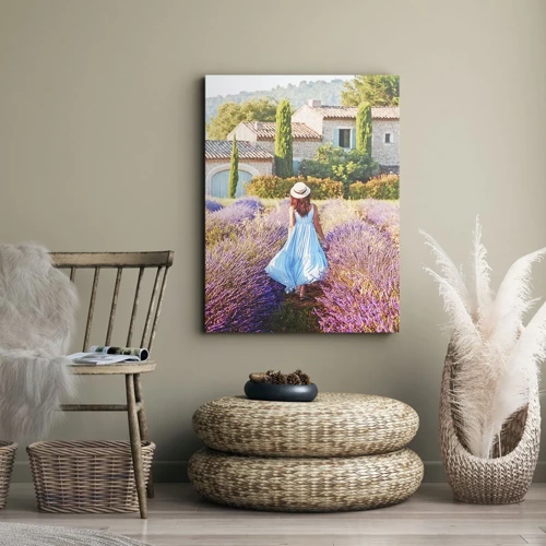 Lærredstryk - Billede på lærred - Lavendel pige - 80x120 cm