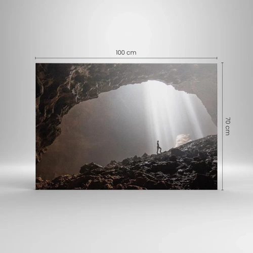 Lærredstryk - Billede på lærred - Lysende grotte - 100x70 cm