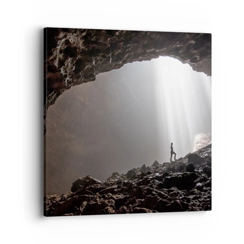 Lærredstryk - Billede på lærred - Lysende grotte - 40x40 cm