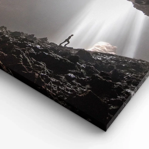 Lærredstryk - Billede på lærred - Lysende grotte - 65x120 cm