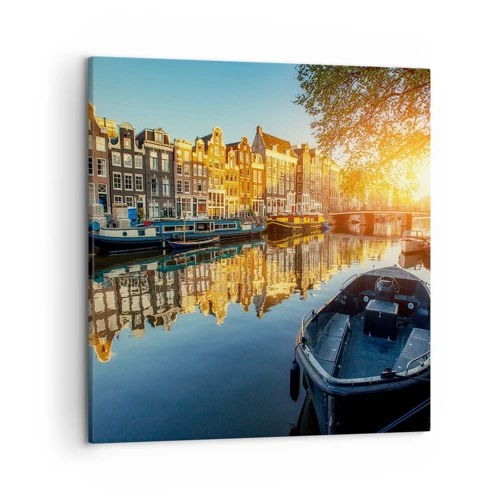 Lærredstryk - Billede på lærred - Morgen i Amsterdam - 50x50 cm