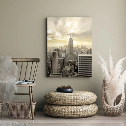 Lærredstryk - Billede på lærred - New York vævet af grå - 50x70 cm