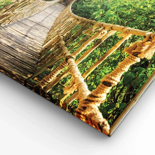 Lærredstryk - Billede på lærred - Ophængt i grønt - 90x30 cm