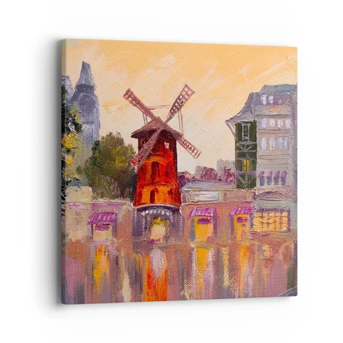 Lærredstryk - Billede på lærred - Parisiske ikoner - Moulin Rouge - 40x40 cm