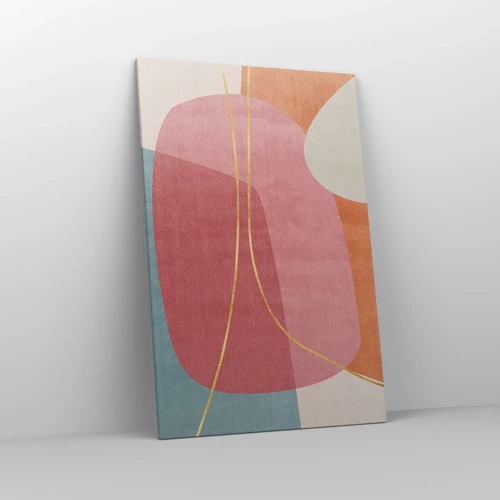 Lærredstryk - Billede på lærred - Pastelkomposition med guldtråd - 80x120 cm