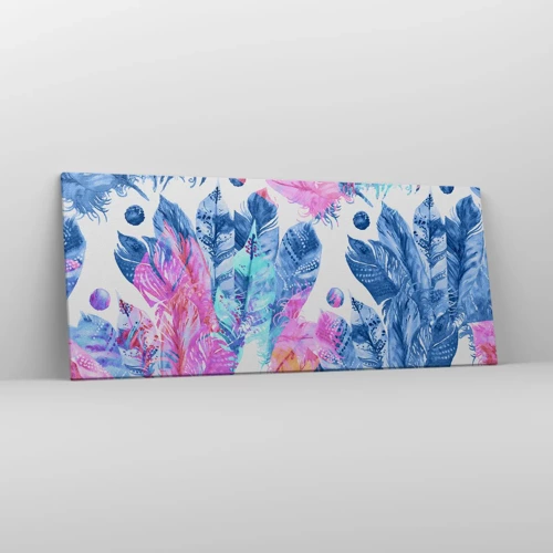 Lærredstryk - Billede på lærred - Plys i lyserød og blå - 120x50 cm