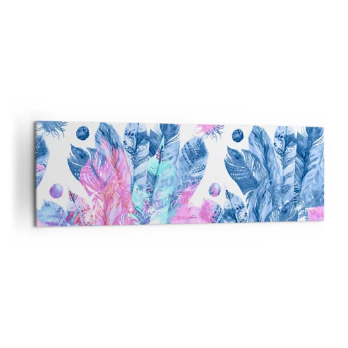 Lærredstryk - Billede på lærred - Plys i lyserød og blå - 160x50 cm
