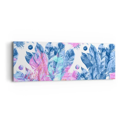 Lærredstryk - Billede på lærred - Plys i lyserød og blå - 90x30 cm