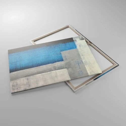 Lærredstryk - Billede på lærred - Poetisk komposition af grå og blå - 100x70 cm