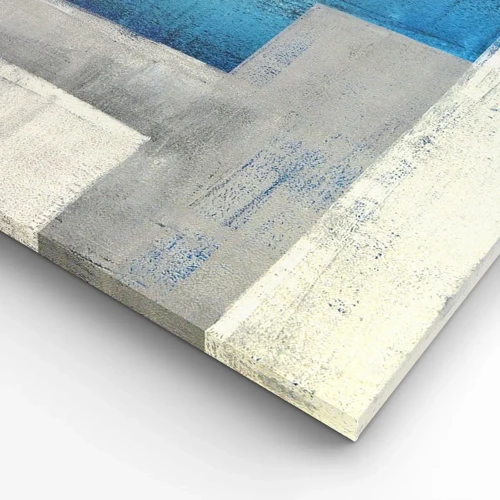 Lærredstryk - Billede på lærred - Poetisk komposition af grå og blå - 160x50 cm