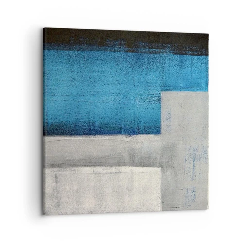 Lærredstryk - Billede på lærred - Poetisk komposition af grå og blå - 60x60 cm