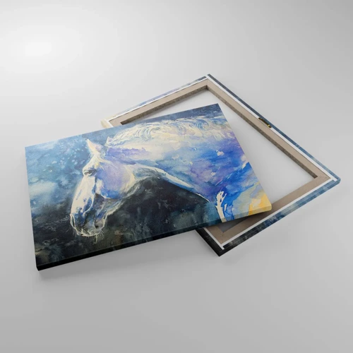 Lærredstryk - Billede på lærred - Portræt i et blåt skær - 70x50 cm