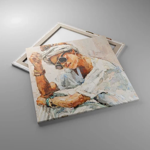 Lærredstryk - Billede på lærred - Portræt i fuldt sollys - 70x70 cm